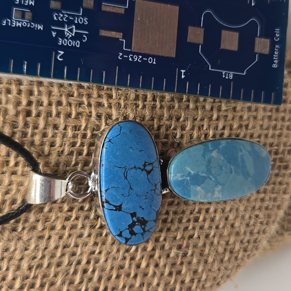 Hand Crafted Jewelry - Blue Howlite and Mosaic Jasper pendant NWOT #313